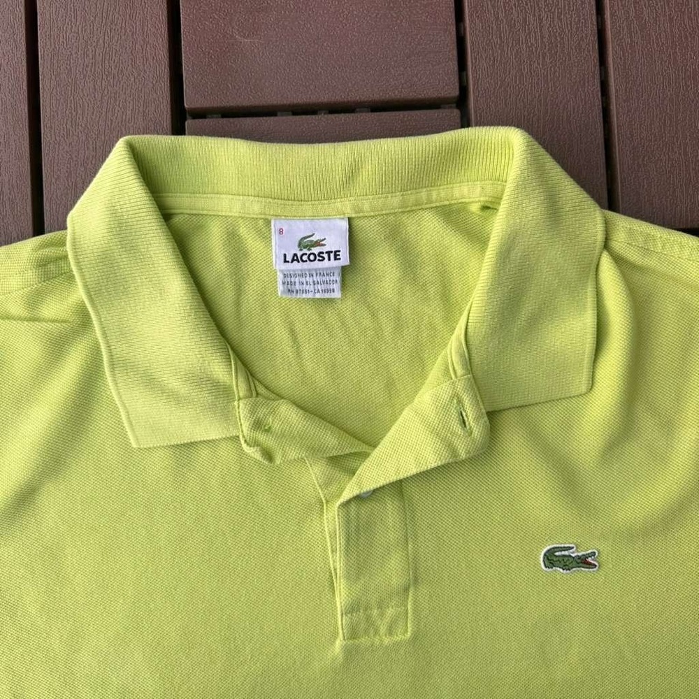 Lacoste Mens Classic Fit Pique Polo Shirt Lime Green Crocodile Logo Size 8- 3XL